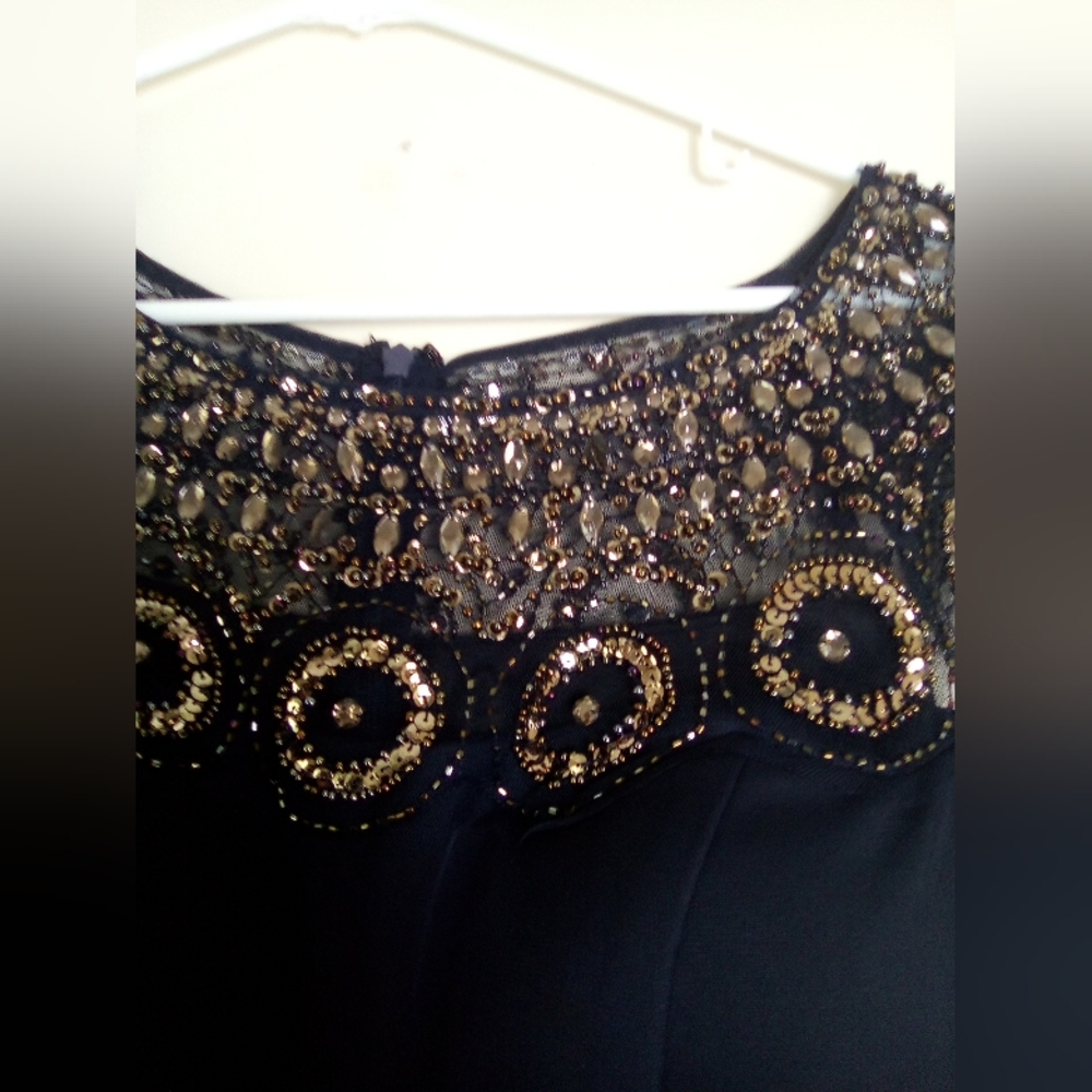 XSCAPE Elegant Black Sequin Embellished Dress SIZE 8 - Picture 7 of 10